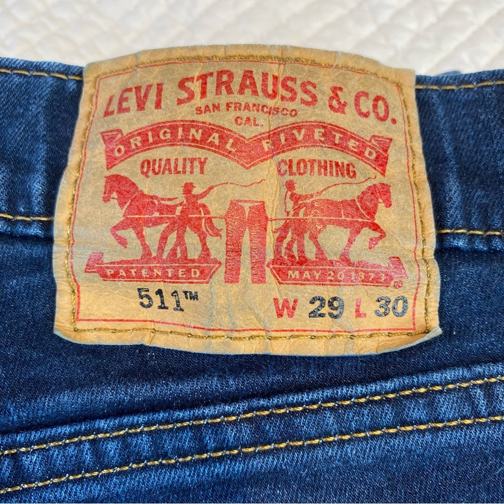 Levi's 511 Slim Fit Men's Dark Hollow Dark Wash Stretch Denim Jeans Size 29 - Picture 15 of 16